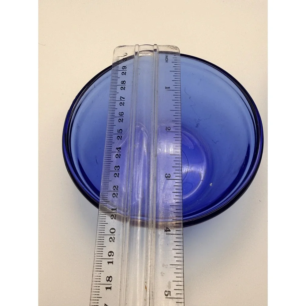 Cobalt Blue Glass Custard Cups Ramekin Set 2 Prep Bowls 6oz Vintage Blue